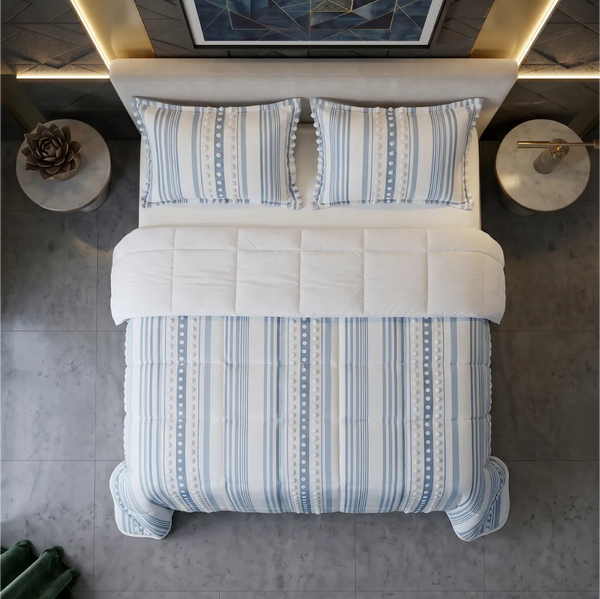Comforter Quilt Orbe Blanco - Azul