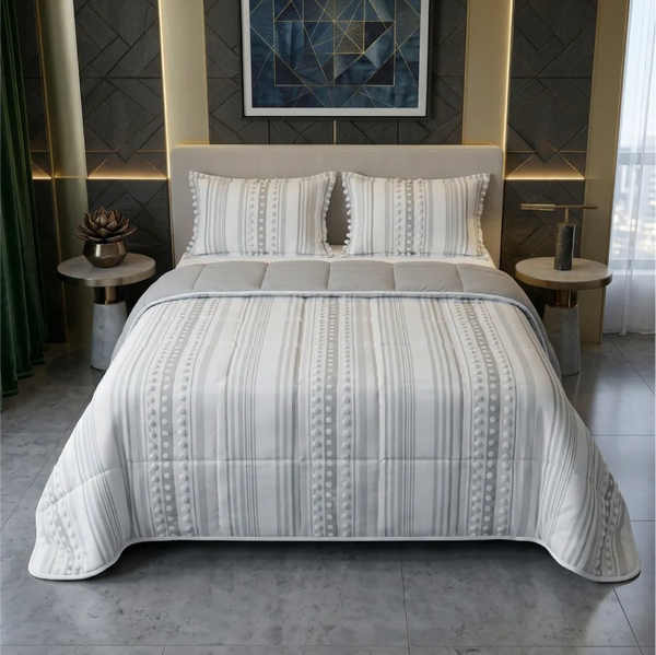 Comforter Quilt Orbe Blanco - Gris
