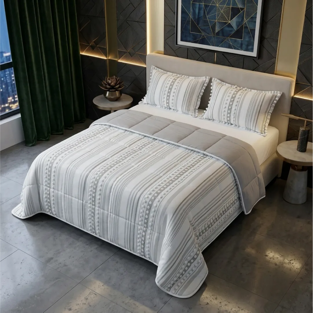 Comforter Quilt Orbe Blanco - Gris