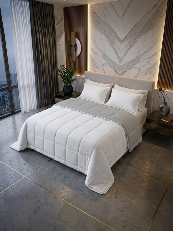 Comforter Quilt Cotton Sense Blanco - Gris