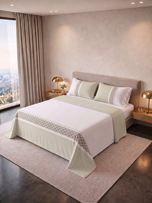 Juego De Sábana  Estampada T180 Soft Gold Resort Verde