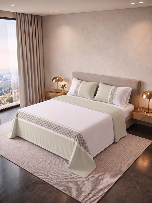 Juego De Sábana  Estampada T180 Soft Gold Resort Verde
