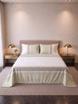 Juego De Sábana  Estampada T180 Soft Gold Resort Verde