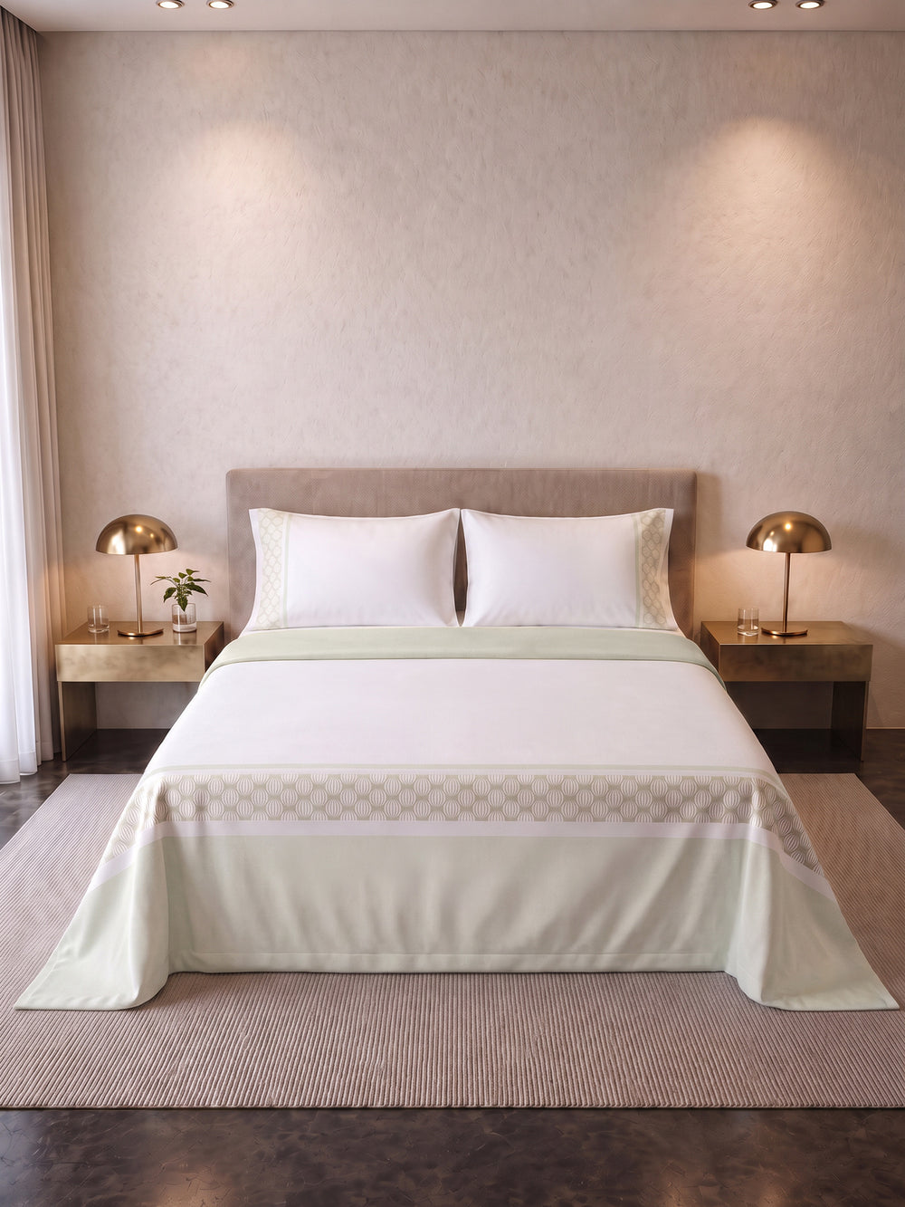 Juego De Sábana  Estampada T180  Soft Gold Resort Claro