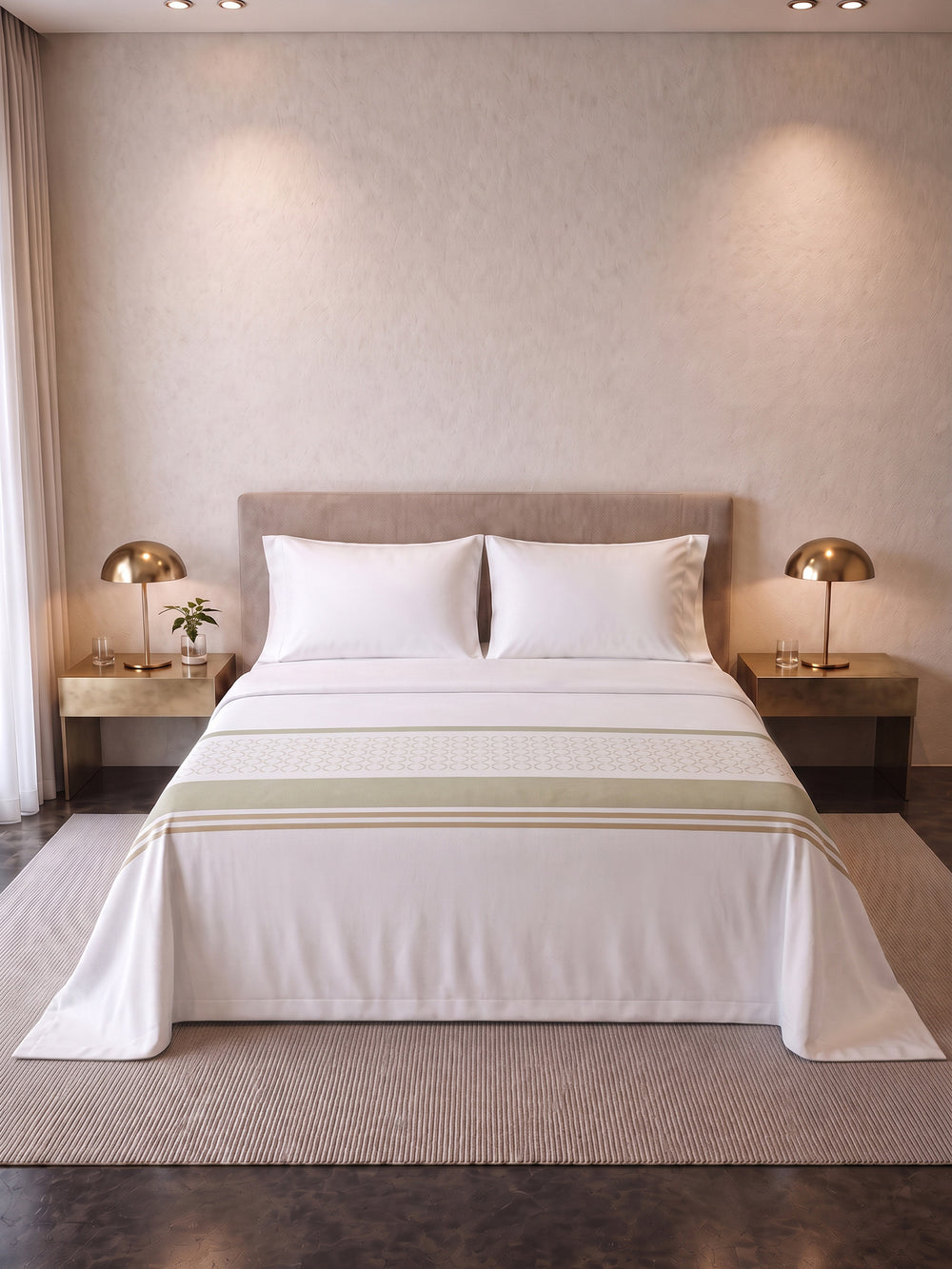 Juego De Sábana  Estampada T180 Palazzo Oliveto Verde