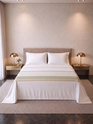 Juego De Sábana  Estampada T180 Palazzo Oliveto Verde
