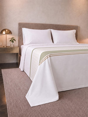 Juego De Sábana  Estampada T180 Palazzo Oliveto Verde