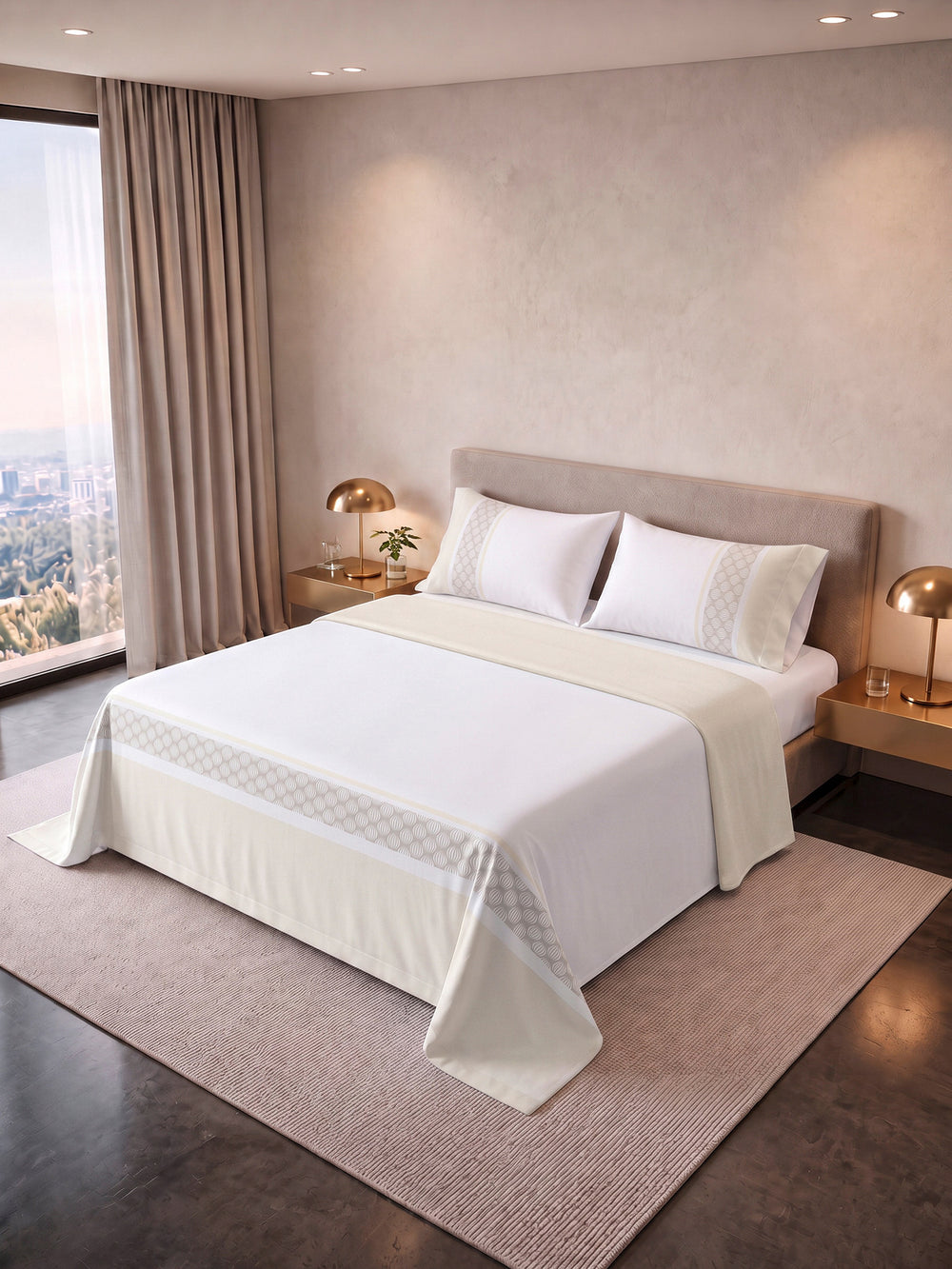 Juego De Sábana  Estampada T180 Soft Gold Resort